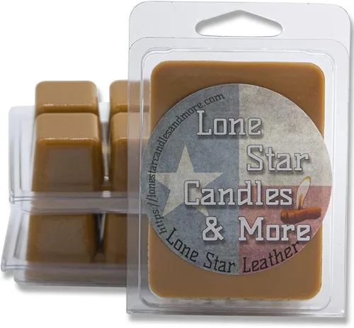 Miniatura 6 de Velas de estrella solitaria perfumadas de cuero y cera derretida a mano de más, auténtico aroma de cuero genuino, 6 cubos de cera fuertemente