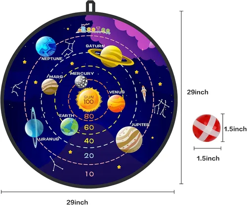 Miniatura 9 de BooTaa Tablero de dardos grande de 29 pulgadas para niños, tablero de dardos para niños con bolas adhesivas, juguetes para niños y niñas