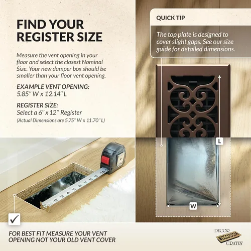 Miniatura 3 de Decor Grates SPH612-RB Registro de piso, 6x12, acabado bronce frotado