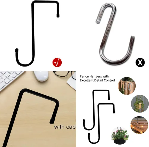 Miniatura 3 de Ganchos para valla de vinilo, paquete de 6 ganchos colgantes de pérgola de patio de 2 x 6 pulgadas, ganchos de acero con recubrimiento en polvo