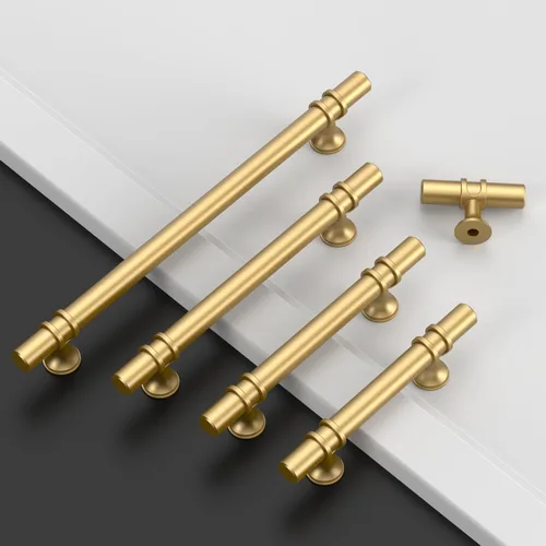 Miniatura 2 de Amerdeco ZH0050 - Paquete de 10 pomos de bronce champán para gabinetes, barra en T de 2 pulgadas, manijas de gabinete de cocina, manijas
