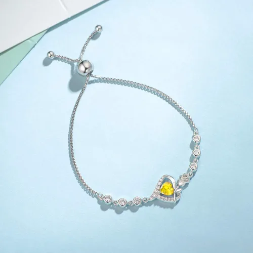 Miniatura 4 de AGVANA Birthstone Bracelet Christmas Gifts for Women Sterling Silver Genuine or Created Gemstone Tennis Bracelet Rose Flower Heart Jewelry