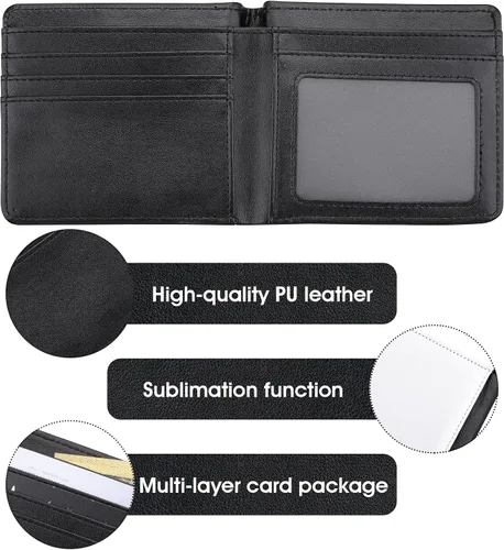 Miniatura 3 de Prasacco Billetera de sublimación en blanco para transferencia de calor, multifuncional, regalos de graduación (1 unidad negra de doble cara)