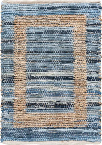 Miniatura 10 de Unique Loom Chindi Jute Collection - Alfombra rectangular (2' x 3' 1", rectangular, azul marino/natural)
