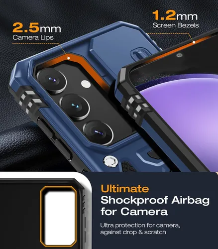 Miniatura 3 de WRJ Funda para Samsung Galaxy S25/Galaxy S24 con cubierta deslizante para cámara y protector de pantalla, protección de grado militar