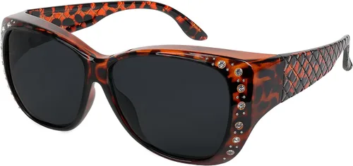 Gafas de sol que se ajustan sobre gafas para mujer, protección UV, polarizadas y visión nocturna Fitover