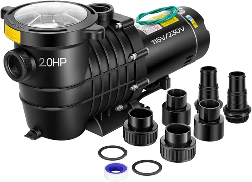 Miniatura 13 de VIVOHOME Potente motor de cobre de 1.5 HP 6500 GPH Bomba de piscina de doble voltaje autorecortable en/sobre el suelo con unión de 1.25 pulgadas