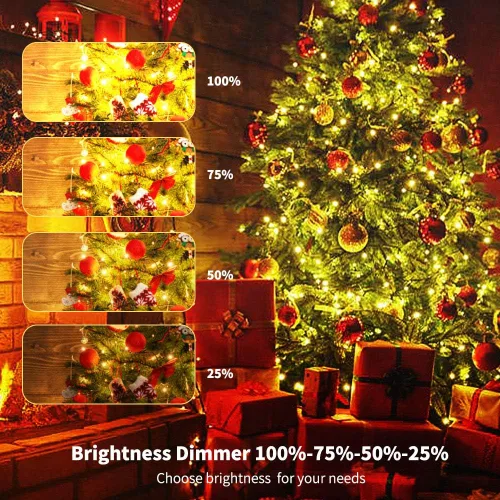 Miniatura 4 de Chuya 300 luces LED para árbol de Navidad que cambian de color, blanco cálido a multicolor, enchufe de extremo a extremo, 9 modos, tira de luces