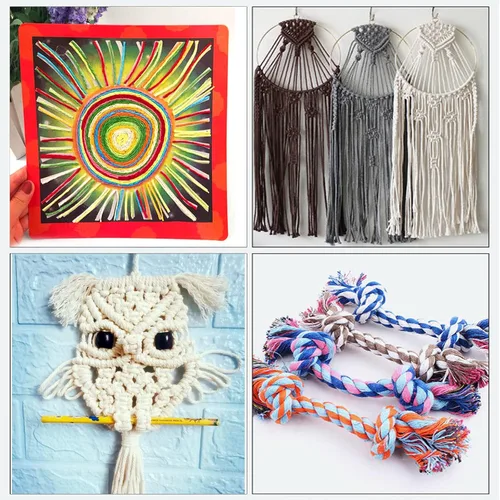Miniatura 6 de Cuerda de macramé - Cuerda de macramé natural sin blanquear - Cuerda de algodón trenzada de 4 hebras para colgar en la pared, manualidades DIY