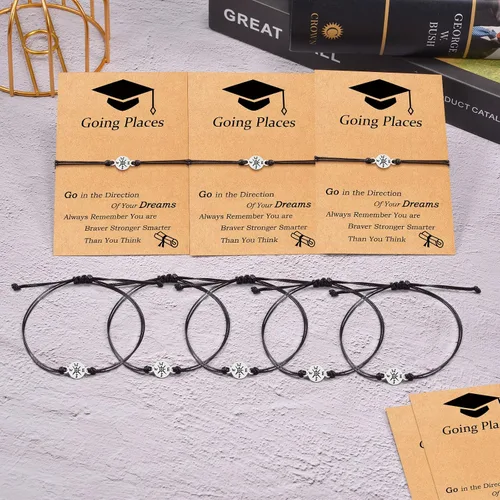 Miniatura 4 de Juego de 20 pulseras de graduación para ella y él, juego de pulseras de brújula 2023 2024, regalos inspiradores de graduación para compañeros