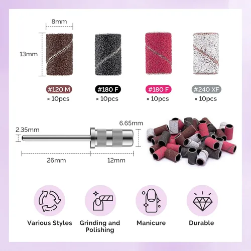 Miniatura 6 de MelodySusie Juego de 10 brocas de uñas de 3/32 pulgadas de diamante para taladro de uñas, herramientas de eliminación de pedicura para uñas de gel