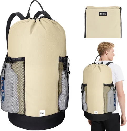 BALEINE Mochila Bolsa de Lavandería de 120L, Tela Oxford 900D Bolsas Grandes de Lavandería de Viaje con Correas para el Hombro y 2 Bolsillos de