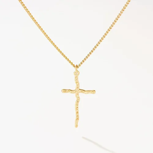 Miniatura 132 de Fettero - Collar con dije de cruz de fe, chapado en oro de 14 K, cadena fina, minimalista, simple, pequeña, para oración, regalo de joyería religiosa