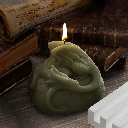 Miniatura 3 de Molde de Silicona de Dragón de Piedra Voladora Animal Cilíndrico y Vela de Resina - Moldes de Silicona para Fundición de Resina para Decoración