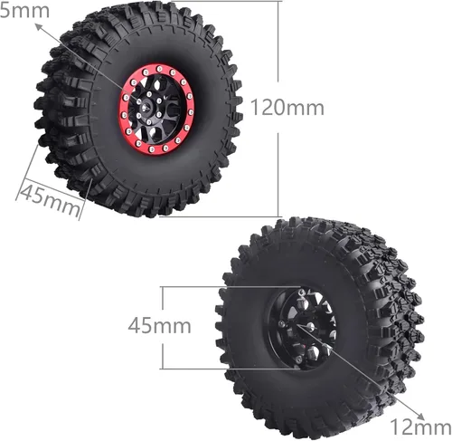 Miniatura 2 de HobbyPark Ruedas y neumáticos Beadlock de 1.9 pulgadas de altura de 4.72 pulgadas, 4.724 in, goma suave, buen agarre, herramienta de montaje