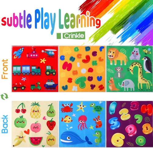 Miniatura 4 de YOGINGO Juguetes para bebés de 6 a 12 meses – Caja de pañuelos Montessori para bebés de 6 a 12 meses, suave relleno de alto contraste, juguetes