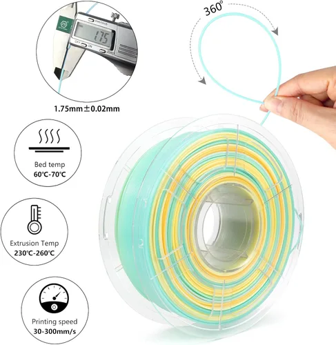 Miniatura 2 de Filamento PETG para Impresora 3D Translúcido 1.75mm Alta Transmisión de Luz Filamento de Impresión 3D, Velocidad de Impresión 30-600mm/s Filamento