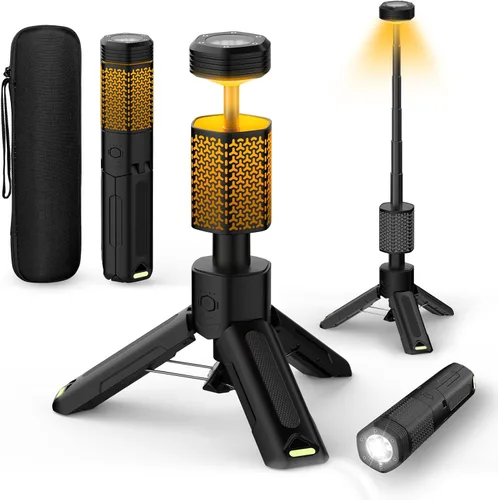 Luz telescópica para campamento, linterna de campamento recargable de 10500 mAh con bolsa de almacenamiento, lámpara magnética portátil para