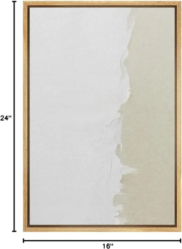 Miniatura 8 de SIGNFORD - Lienzo enmarcado para pared, arte de pintura grunge duotono blanco bronceado, trazos abstractos, formas ilustradas, arte moderno