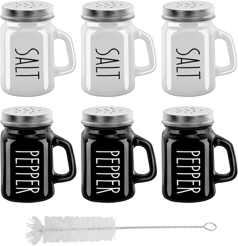 Miniatura 17 de 2 botellas de vidrio para especias de 4 onzas, saleros, botellas de especias para el hogar, salero y pimentero, tarro de condimentos multiusos