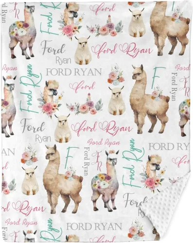 Miniatura 11 de Manta de bebé personalizada con tractor de granja, manta personalizada con nombre de doble capa, manta de felpa suave con respaldo punteado, manta