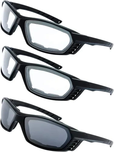 Miniatura 26 de Gafas de Motocicleta con Marco Acolchado y Lentes que Bloquean 100% UVB/UVB para Actividades al Aire Libre y Deportes 5-negro mate