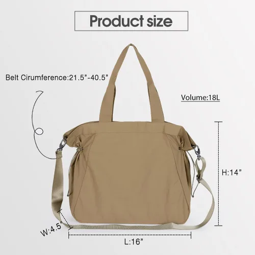 Miniatura 6 de ASLABCREW Bolsa de mano para mujer, 18L con cincha lateral con correa ajustablebolsa de mano extra, bolsa de hombro ligera