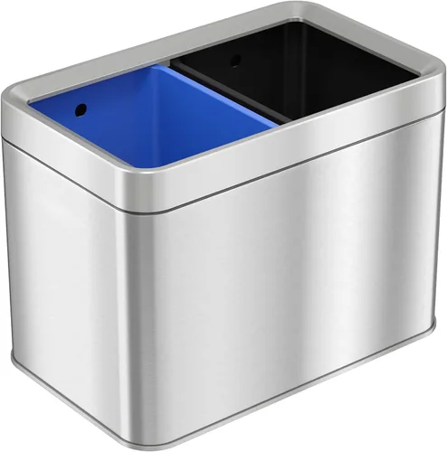 Miniatura 10 de iTouchless - Cubo de basura de cocina de 60 litros / 16 galones con doble compartimento y contenedor para reciclaje, filtro de olores, cierre suave