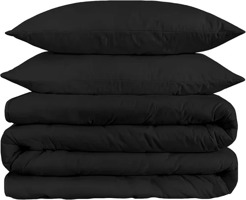 Miniatura 2 de SUPERIOR Juego de funda nórdica de 1500 hilos, algodón de fibra larga, matrimonial/queen, negro