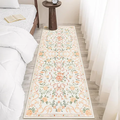 Miniatura 24 de Alfombra de área de 5 x 7 pies para sala de estar, alfombra verde boho antideslizante lavable, alfombra vintage de pelo bajo, alfombra grande