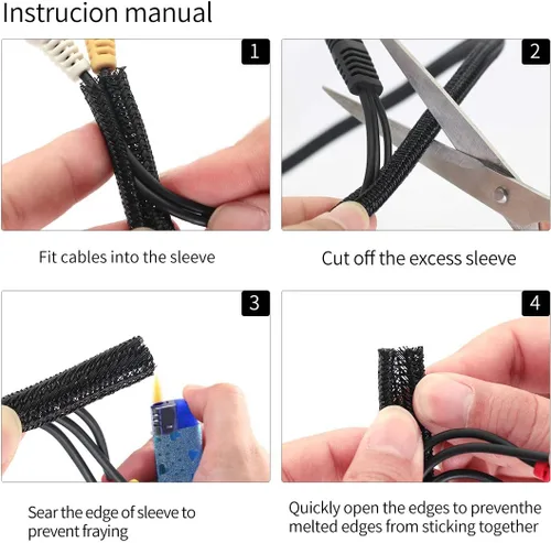 Miniatura 3 de Funda de organización de cables, protege al gato de los cables de masticación, protector de cable de telar de alambre, manga dividida