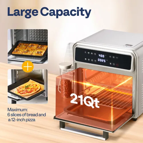 Miniatura 5 de VIVOHOME Combo de Horno Tostador y Freidora de Aire de 21 Qt, Horno de Convección de Encimera 8 en 1 con Rotisserie y Deshidratador, Horno Freidora