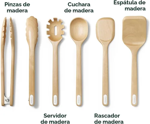 Miniatura 4 de Caraway Juego de utensilios de cocina de 14 piezas, juego de cuchillos de cocina y utensilios de madera, fabricado con cuchillas de acero alemán