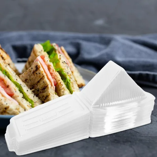 Miniatura 7 de Cabilock Caja de sándwich triangular de 5.90 x 3.34 x 3.14 pulgadas, recipiente de plástico transparente con tapa transparente para sándwiches
