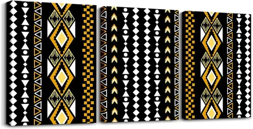 Miniatura 47 de Erosebridal Bohemian Wall Decor 12"x16" 3 Piece Country Southwestern Canvas Wall Art Boho Aztec Arrows Diamond Poster Print Black Gray Geometric