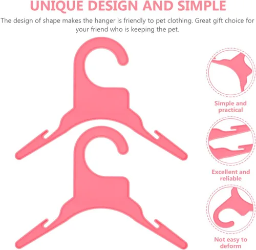 Miniatura 6 de POPETPOP 20 perchas de plástico para perros antideslizantes para ropa de mascotas, estante de secado para perros pequeños, gatos, organizador ligero