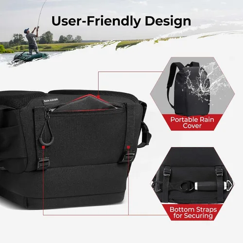 Miniatura 4 de Piscifun - Mochila para equipo de pesca con soporte para caña y equipo, bolsa de almacenamiento para equipo de pesca ligera con cubierta protectora