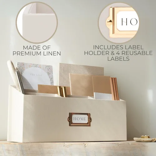 Miniatura 2 de KIBAGA Elegante organizador de correo de lino para tu encimera: organiza fácilmente bolígrafos, correo y más en espaciosos compartimentos