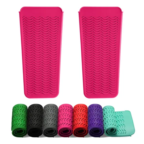 ZAXOP Paquete de 2 bolsas de silicona resistentes al calor para plancha plana, rizador, alisador de cabello, varitas para rizar el cabello, Rosa