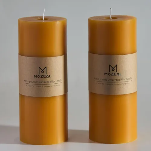 Miniatura 83 de MOZEAL Velas grandes sin perfume vertidas a mano de 3 x 8 pulgadas, sin humo, juego de 2, combustión lenta, sin goteo, aproximadamente 150 horas