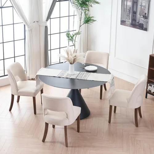 Miniatura 32 de VKNOW Juego de 2 sillas de comedor de madera, silla de comedor tapizada en tela moderna, silla de cocina, silla de cena de granja para cocina y Verde