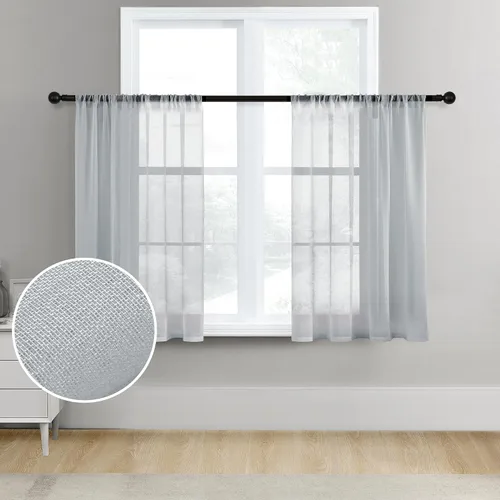 Miniatura 42 de MRTREES Cortinas transparentes de Aqua Blue, para cocina, de 36 pulgadas de longitud, cortinas transparentes de gasa con filtro de luz, cortinas