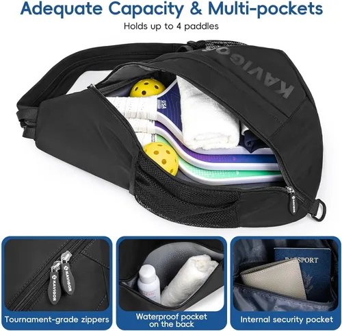 Miniatura 2 de KAVIGOR Bolsa de pickleball 2025, mochila ultraligera convertible con tela suave al tacto y bolsillo húmedo/seco, se adapta a 4 paletas +