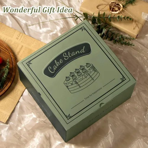 Miniatura 4 de ANBOXIT Soporte para pasteles con tapa de cúpula, plato de madera de acacia con tapa, soporte de exhibición de pastel de madera con cúpula acrílica