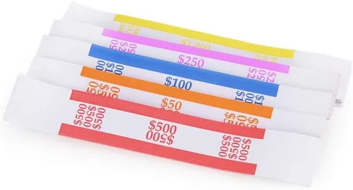 L LIKED Paquete de 250 paquetes de bandas para billetes autosellantes, correas para billetes, bandas envolturas para billetes de dinero (50 de cada