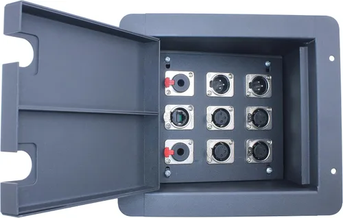 Miniatura 2 de Empotrable en el piso etapa caja: 4 XLR hembra, 2 XLR macho, 2 1/4" TRS y 1 CAT5 – precableado