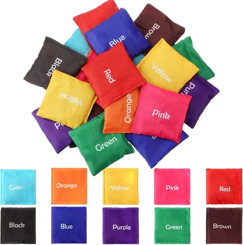 Sotiff 20 bolsas de frijoles pequeños para lanzar bolsas educativas de cornhole, a granel, minijuguetes educativos para aprender colores, juguete de