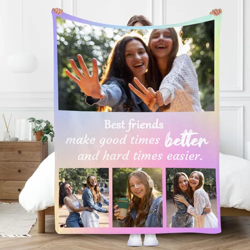 Miniatura 15 de Gowelly Manta personalizada con imagen, manta personalizada con fotos para adultos, niños, familia, mejores amigos en cumpleaños, Navidad, boda