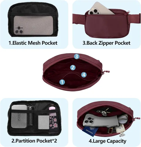 Miniatura 197 de Riñonera cruzada para mujeres y hombres, bolsa para cinturón para senderismo con correa ajustable, riñonera para correr, entrenamiento, deportes