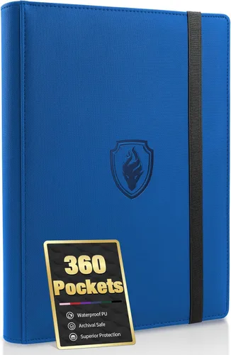 Miniatura 20 de Fabmaker - Carpeta de tarjetas prémium con 9 bolsillos para 360 tarjetas, carpeta de tarjetas coleccionables de poliuretano resistente, álbum
